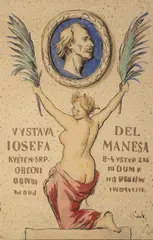 Max Švabinský, Poster Design for a Josef Mánes Exhibition, Around 1919 - 20, Mixed media, ink and watercolor on paper