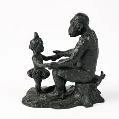 Affe mit Ida by Jörg Immendorff, Bronze, schwarz patiniert, sold Jan 2024