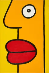 Thierry Noir, "Ich denke ich werde heute keine Überstunden machen", 1999, Acryl auf Leinwand