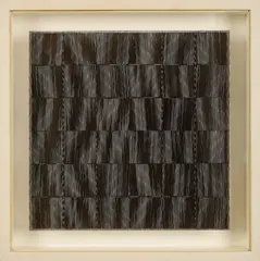 Ludwig Wilding, Ohne Titel, 1969, Serigrafie auf Plexiglasscheibe vor Serigrafie auf Karton in Passepartout. In Objektkasten