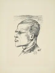 Selbstporträt im Profil by Otto Dix, 1922, Lithografie auf dünnem Velin, sold Oct 2023