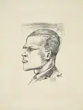 Otto Dix, Selbstporträt im Profil, 1922, Lithografie auf dünnem Velin