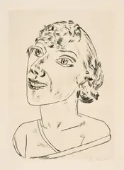 Sarika by Max Beckmann, 1922, Kaltnadel auf rosafarbenem Japan, sold Oct 2023