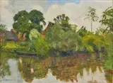 Otto Modersohn, Fischerhude-Sommerliche Wümme/Uferlandschaft, 1930/31, Öl auf Leinwand