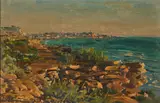 Ludwig Blum, Küstenlandschaft, 1955, Öl auf Leinwand