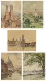 Edward Harrison Compton, 14 Aquarelle mit Stadtansichten