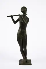 Werner Franzen, Mädchen mit Querflöte, 1984, Bronze, braun und teilweise grün patiniert