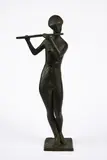 Werner Franzen, Mädchen mit Querflöte, 1984, Bronze, braun und teilweise grün patiniert