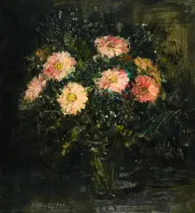 Hermann Eller, Blumenstillleben, 1981, Öl auf Hartfaserplatte