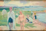 Heinz Kroh, Badende am Rhein, Ca. 1920, Öl auf Leinen