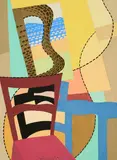 Herbert von Arend, "Interieur II", 1954, Tempera auf Büttenkarton