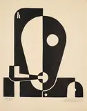 Heinrich Hoerle, Selbstporträt mit Pfeife, 1922, Linolschnitt auf Velin