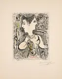 Marc Chagall, Double visage, 1978, Farblithografie auf ARCHES FRANCE (Wasserzeichen)
