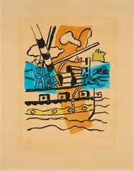 Le Remorqueur by Fernand Léger, Wohl 1950er, Farblithografie auf Arches (Wasserzeichen), sold Feb 2024