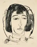 Ernst Ludwig Kirchner, Kopf Erna mit kurzem Haar, 1912, Lithografie auf Velin