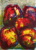 Rainer Fetting, Stillleben mit Äpfeln, 1999, Farblithografie auf BFK RIVES (Wasserzeichen)