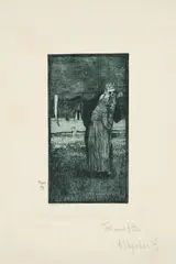 Tod und Alte by Heinrich Vogeler, 1896, Radierung auf Japan, sold Feb 2024