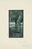 Heinrich Vogeler, Tod und Alte, 1896, Radierung auf Japan