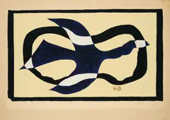 Georges Braque, Oiseau traversant un nuage (Oiseau XI), 1957, Farblithografie auf Arches (Wasserzeichen)