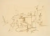 Alberto Giacometti, Atelier aux Bouteilles, 1957, Farblithografie auf BFK RIVES (Wasserzeichen)