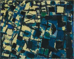 Georges Noël, Komposition Blau-Grün, 1956, Öl auf Leinwand