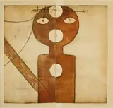 Anton Heyboer, Documenta, 1964, Farbradierung auf zwei aneinandergefügten Bögen Velin