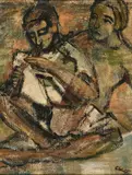 Carlo Koehnen, Spieler, 1955, Öl auf Rupfen