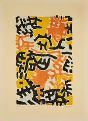 Ohne Titel by Giuseppe Capogrossi, Farblithografie auf Velin, sold Nov 2023