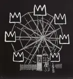 Banksquiat (black) by Banksy, 2019, Farbserigrafie auf schwarzem Karton, sold Nov 2023