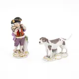 Gärtnerkind mit Lamm und Hundefigur by Meissen, Porzellan, farbig und gold dekoriert, sold Jan 2025