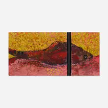 Pez by Vladimir Cora, 1990, oil and acrylic on canvas, wood, sold Nov 2023