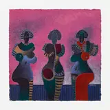 Vladimir Cora, Untitled (Three Female Figures), 1997, Mixografia in colors on handmade paper