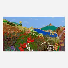 Michael Eade, Wild Tomatoes, 2005, egg tempera, colored gesso, gold, aluminum, and copper leaf on panel