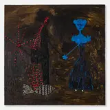 Ecaterina Vrana, Self Portrait with Blue Countess, 2016, oil on linen