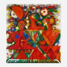 Alexander Sitnikov, гимн (Hymn), 1986-2004, mixed media collage on canvas