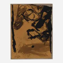 Worried by Lenz Klotz, 1961, ink on paper, sold Nov 2023