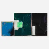 Michiel Ceulers, The White Male Complex (Dreiklang Dimensionen) (triptych), 2009-13, mixed media on canvas in artist-made cardboard frame