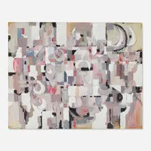 Aubrey Penny, Composition No. 100A (Plastic Alphabet), 1955, casein on board