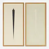Daniel Clayman, Object/Shadow Plumb (diptych), 1996, graphite on paper and glass
