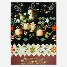 Fruit on Romanian Rug III by Lowell Nesbitt, 1977-80, oil on canvas, sold Nov 2023
