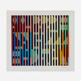 Yaacov Agam, Split Space (Gold), 1982, screenprint in colors with die-cut over embossed gold foil on heavy paper