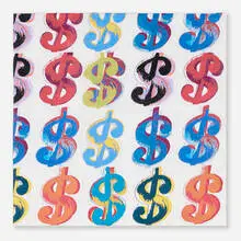 Tom Dash, Dollar Sign, 2017, collage on canvas