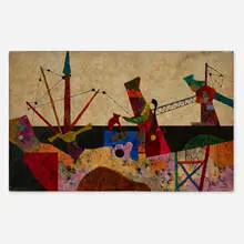 Sidney Gross, Waterfront / Construction, 1949-52, oil on canvas