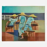 Tres Paisanos by Oscar Zalameda, c. 1985, oil on canvas, sold May 2025