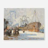 Laurence Campbell, The Delaware Waterfront (Philadelphia & Walt Whitman Bridge in Background), oil on board