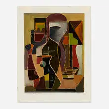 Werner Drewes, Red Vases, 1948, gouache on paper