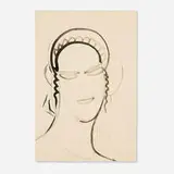 Gaston Lachaise, Head, graphite and ink on paper