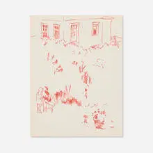 Fairfield Porter, Elizabeth Porter and Bruno, c. 1969, ink on paper