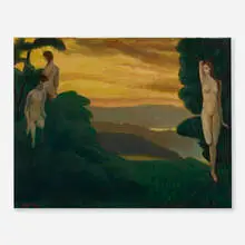Arthur Bowen Davies, Nudes in Landscape, oil on canvas