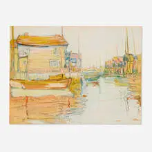 Jane Peterson, Reflections, watercolor on board
